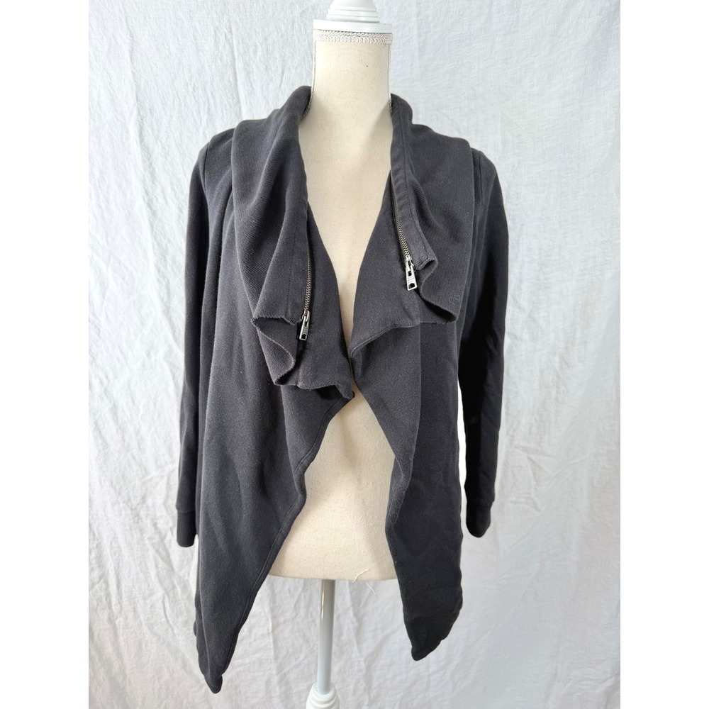 AllSaints Dahlia Cardigan Women Black Draped Waterfall Zip Detail XS